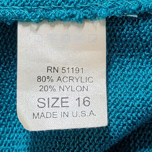 Philippe Marques Teal Blue Green Tight Knit Round Neck Top 16P Lightweight Soft - Picture 4 of 7
